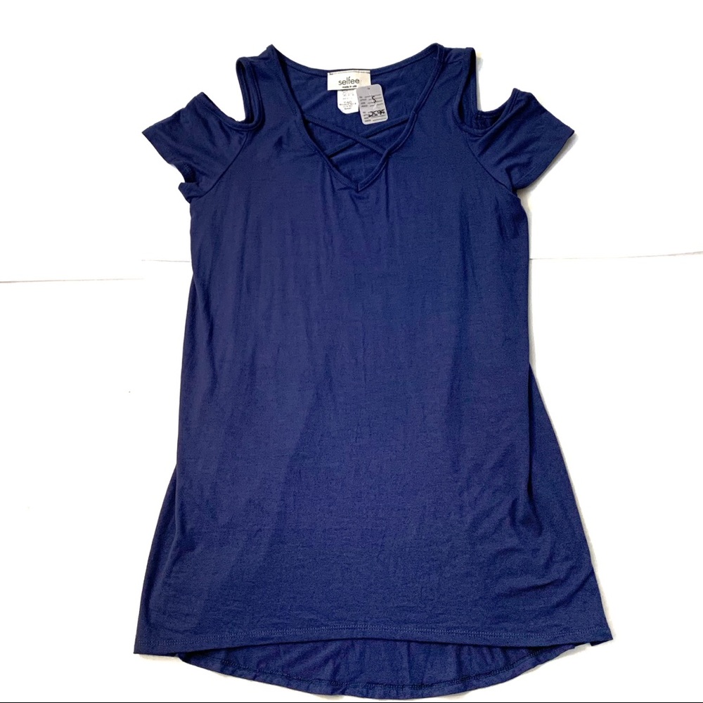 NWT Selfee Royal Blue Cold Shoulder Tunic Top